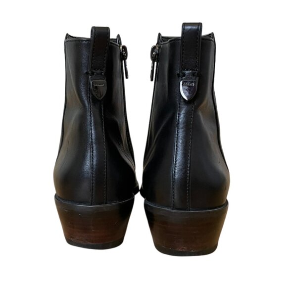 COACH Carmen Black Leather Booties Boots Zipper Pull Heel A01541 Women Size 9 B - Picture 4 of 16
